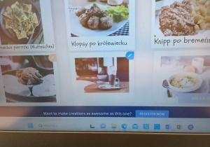 Monitor ze zdjęciami potraw