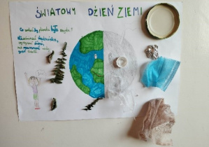 Plakat z napisem 22 KWIETNIA DZIEŃ ZIEMI, Ziemi i śmieci