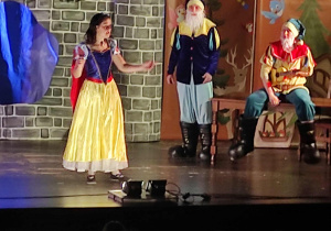 Ludzie w kostiumach bajkowych na scenie